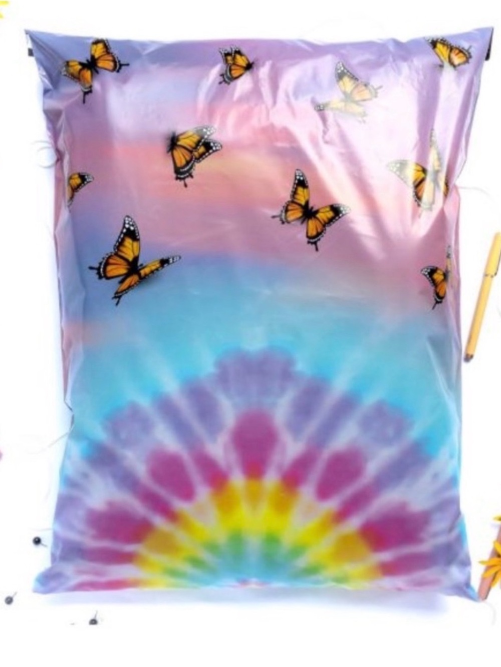 15 Tie-Dye Butterfly Polymailers - Rainbow Gradient